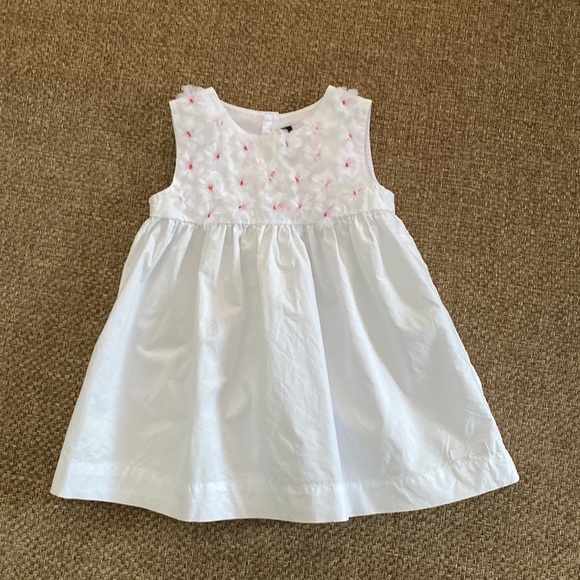 Lili Gaufrette White Sleeveless 3D Tulle Floral Lightweight Dress 9 Months - Picture 2 of 9